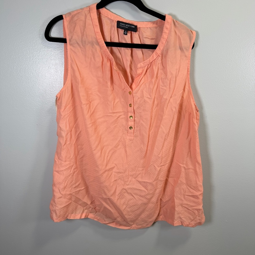 Jones New York Coral‎ Sleeveless Blouse Sz 16